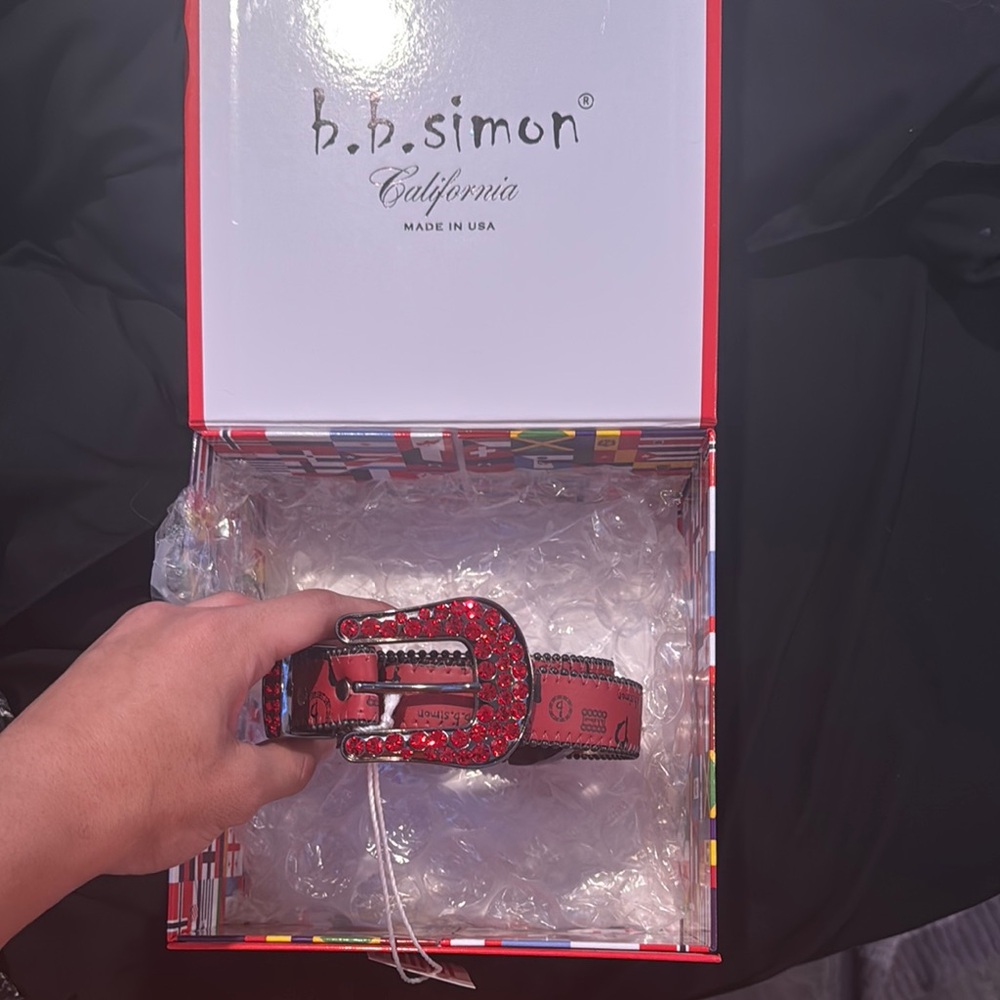 B.B. Simon Red Crystal Belt